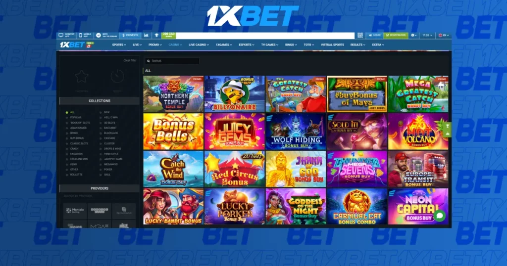 Various games in 1xBet mobile app in Bangladesh